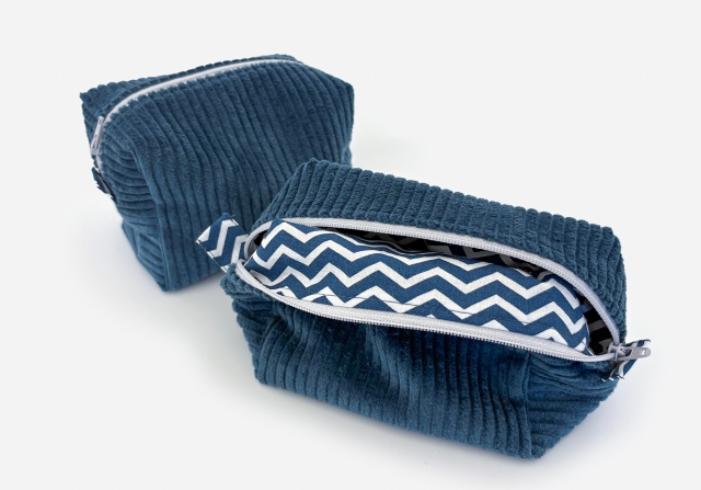 Necessaire Cord blaugrau